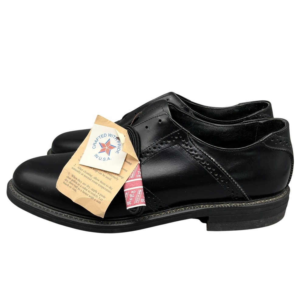 Vintage 80s Stuart McGuire Longwing Brogue Derby Dress Shoes Black USA 10.5 E